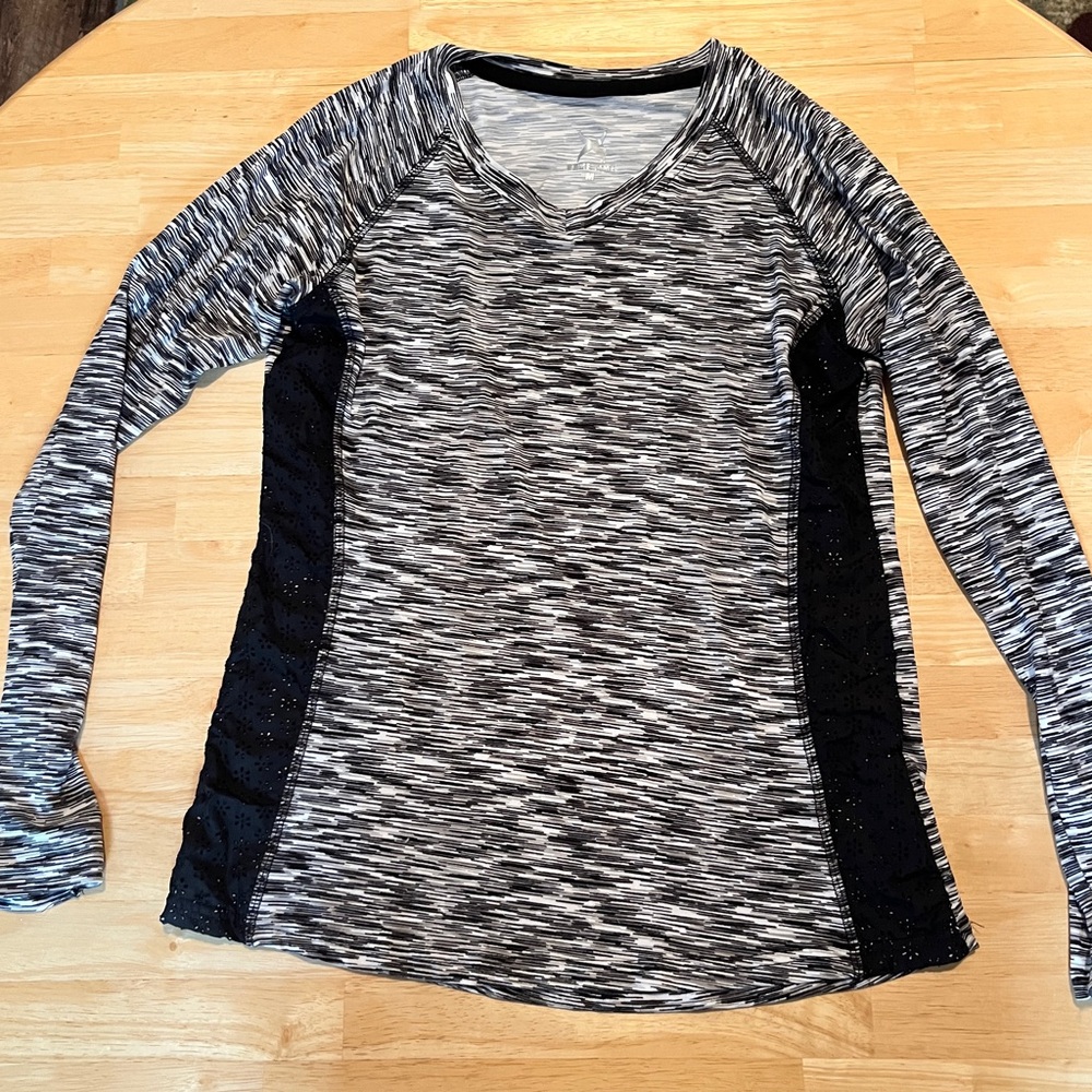 Game Time Black and Gray Long Sleeve Top